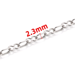 Catena in acciaio inossidabile da 2,3 mm con maglie a forma di 8 per gioielli DIY
