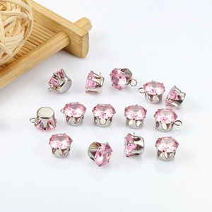 Sparkling pink faceted gemstone pendants with silver claw settings for DIY jewelry making