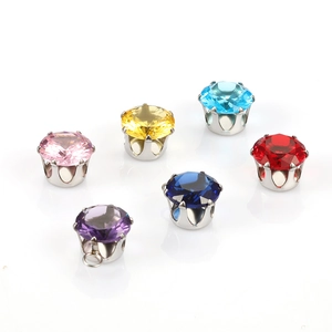 Set of six colorful round zirconia pendants with stainless steel loops for DIY jewelry making