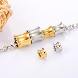 Polished gold and silver stainless steel bamboo beads for DIY jewelry making