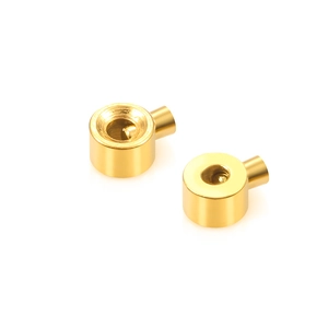 Pair of polished gold stainless steel jewelry end caps and necklace spacer beads