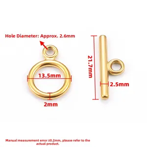 Fermoir à bascule OT doré en acier inoxydable pour bijoux DIY avec dimensions précises