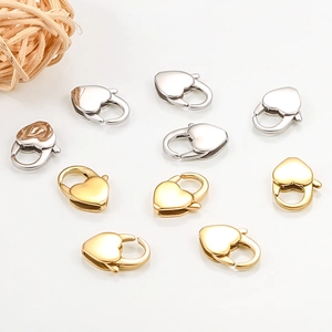 Chiusure a moschettone a cuore in acciaio inossidabile oro e argento per gioielli fai da te