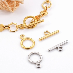 Fermoir à bascule OT en acier inoxydable poli or et argent pour création bijoux