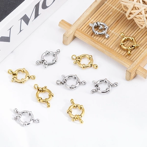 Polished stainless steel spring ring clasps for DIY jewelry in gold and silver colors