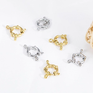 Polished gold and silver stainless steel spring ring clasps for jewelry making