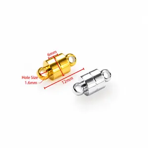 Fermoirs magnétiques cylindriques en acier inoxydable doré et argenté pour bijoux DIY