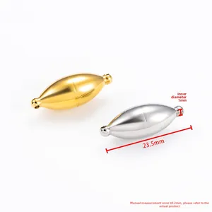 Fermoirs magnétiques ovales en acier inoxydable poli pour bijoux DIY en or et argent