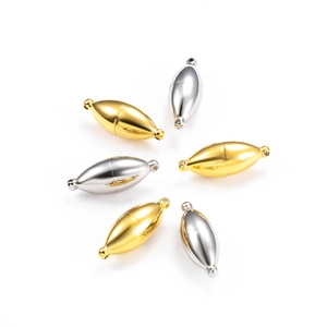 Fermoirs magnétiques ovales polis en or 18K et argent pour création de bijoux en cercle