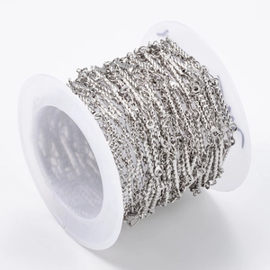 Silver twisted link stainless steel chain on a roll for DIY jewelry necklace making