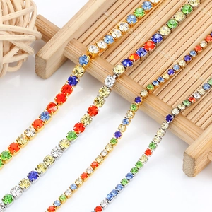 Roestvrijstalen Regenboog Strass Tennisketting Voor DIY Sieraden Maken Ketting Armband Accessoire Geen Verkleuring