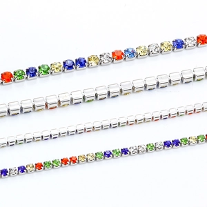 Kleurrijke strass tennisarmbanden van roestvrij staal met kristallen schakels in maten