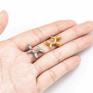 Gold and silver balloon dog pendants in polished stainless steel for DIY jewelry making