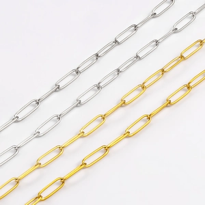 Chaîne Trombone en Acier Inoxydable Accessoire Bijoux DIY Maillons Ovales Chaîne Inaltérable pour Colliers Bracelets