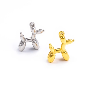 Polished gold and silver balloon dog pendants in stainless steel for DIY jewelry