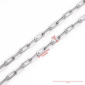5mm silver stainless steel paperclip chain necklace with 13.5mm link length detail