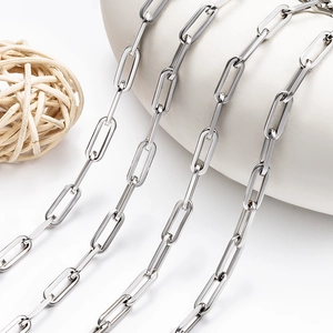 Stainless Steel Rectangular Link Paperclip Cross Chain For DIY Necklace Bracelet Jewelry Making Accessory Steel Color