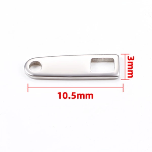 Polished 10.5x3mm rectangular stainless steel extender chain end tag with hole
