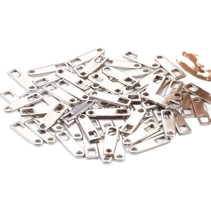 Polished stainless steel rectangular extender chain tags with holes for DIY jewelry making