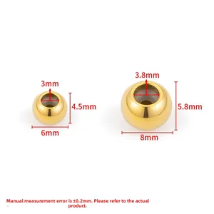 Polished golden stainless steel round stopper beads for DIY jewelry making accessories