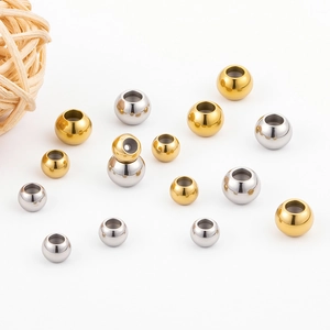 Stainless Steel Round Stopper Beads Rubber Loop Positioning Beads For DIY Jewelry Making Necklace Bracelet Accessory Gold Silver Color