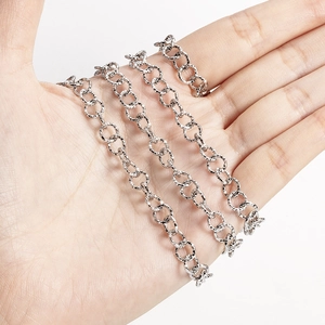 Embossed stainless steel textured circle chain for DIY jewelry making on hand