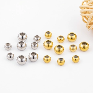 Polished gold and silver stainless steel spacer beads in various sizes for DIY jewelry making
