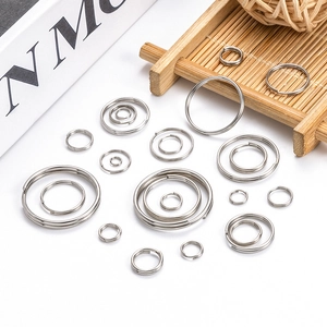 Various sizes of stainless steel split rings and double jump rings for DIY jewelry making