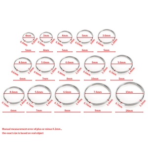 Polished stainless steel split rings in 15 sizes for jewelry and keychain making