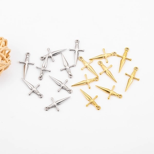 Gepolijst roestvrijstalen zwaard en kruis hangers voor DIY sieraden goud en zilver