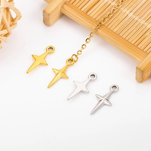 Stainless Steel Hexagram Cross Pendant Star Flare Charm For DIY Jewelry Making Necklaces Non-Fading Gold Silver Pendant