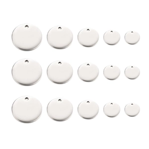 Lot de 15 pendentifs ronds en acier inoxydable de 5 tailles pour la création de bijoux