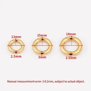 Polished 316 stainless steel round spring ring clasps in 12mm 15mm 18mm sizes