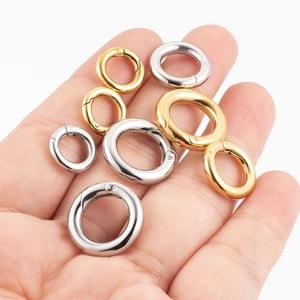 Polished 316 stainless steel round spring clasps in gold and silver for jewelry making