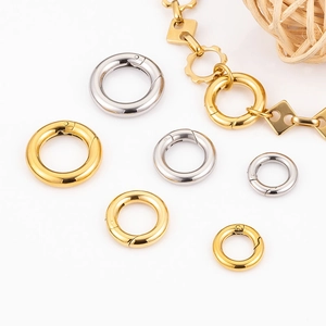 Polished 316 stainless steel spring ring clasps in gold and silver for DIY jewelry