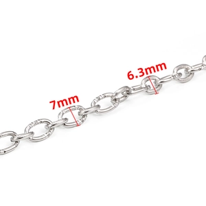 Strukturierte Edelstahlkette Punk Halskette 7mm x 6.3mm Glieder in Silberoptik