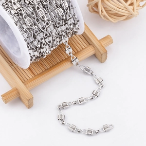 Polished silver stainless steel mesh link chain roll for DIY jewelry making crafts