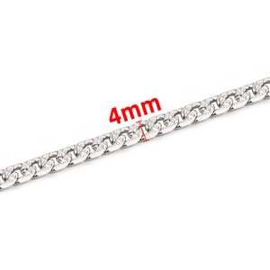 4mm silver stainless steel Cuban link chain necklace with diamond-cut texture for men