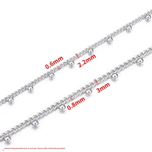 Polished stainless steel ball chain necklaces in 2.2mm and 3.0mm bead sizes for DIY jewelry