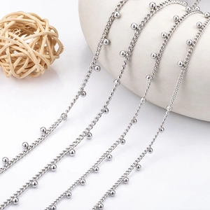 Minimalist silver stainless steel bead chain necklace for jewelry DIY and accessory making