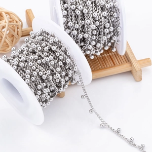 Stainless Steel Welded Bead Side Chain For DIY Necklace Bracelet Making Non-Fading Waterproof Jewelry Finding Chain Material
