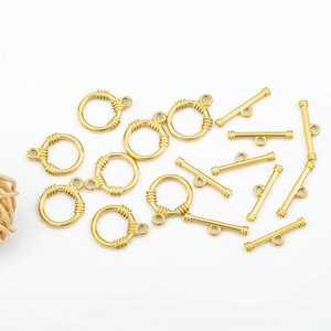 Fermoir à bascule OT en acier inoxydable doré avec cercle texturé pour création de bijoux