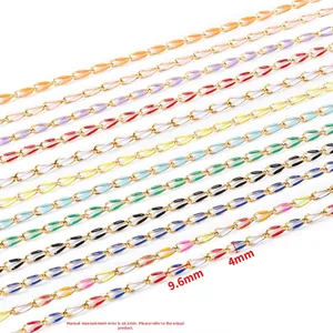 Colorful enamel link chain in 18k gold plated stainless steel for DIY jewelry making
