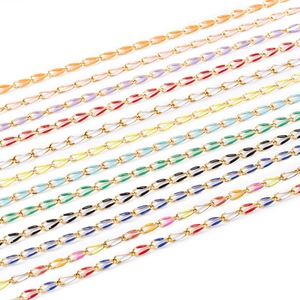 Colorful enamel link chain in gold stainless steel for DIY jewelry making and necklaces