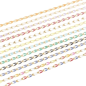 Colorful 18k gold plated stainless steel enamel drip drop chain for DIY jewelry