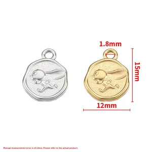 Ciondolo a forma di coniglio in acciaio inossidabile oro e argento per gioielli DIY