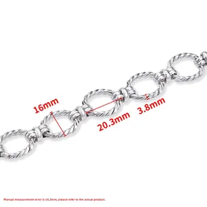 Catena in acciaio inossidabile lucido con maglie ovali da 16mm e spessore filo da 3,8mm