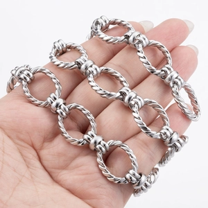 Collana a catena a maglie ovali intrecciate in acciaio inossidabile stile retrò industriale