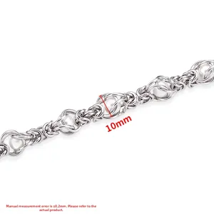 Handmade stainless steel keel chain with 10mm white pearl detail, punk style necklace