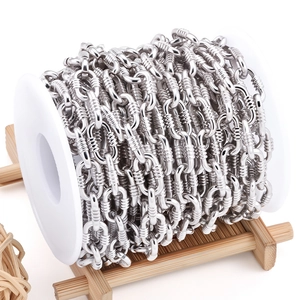 Polished silver stainless steel spiral cross chain roll for DIY jewelry making